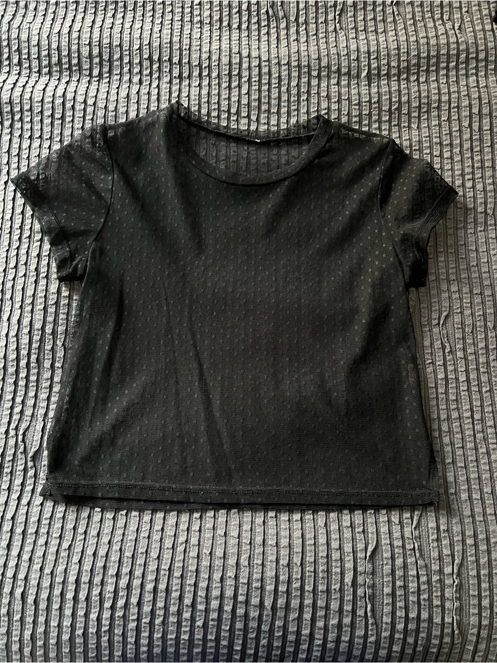 Source Unknown Black Short Sleeve Dot-Texture Tee